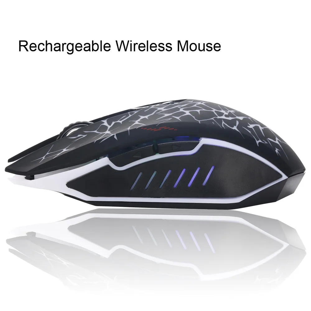 

Rechargeable Wireless Silent LED Backlit USB Optical Ergonomic Gaming Mouse Low Noise Desktop Office Entertainment Laptop Silent