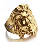 Мужское классическое 3D кольцо в виде головы Иисуса Христа с кристаллом, нержавеющая сталь винтажный, готический, в стиле панк