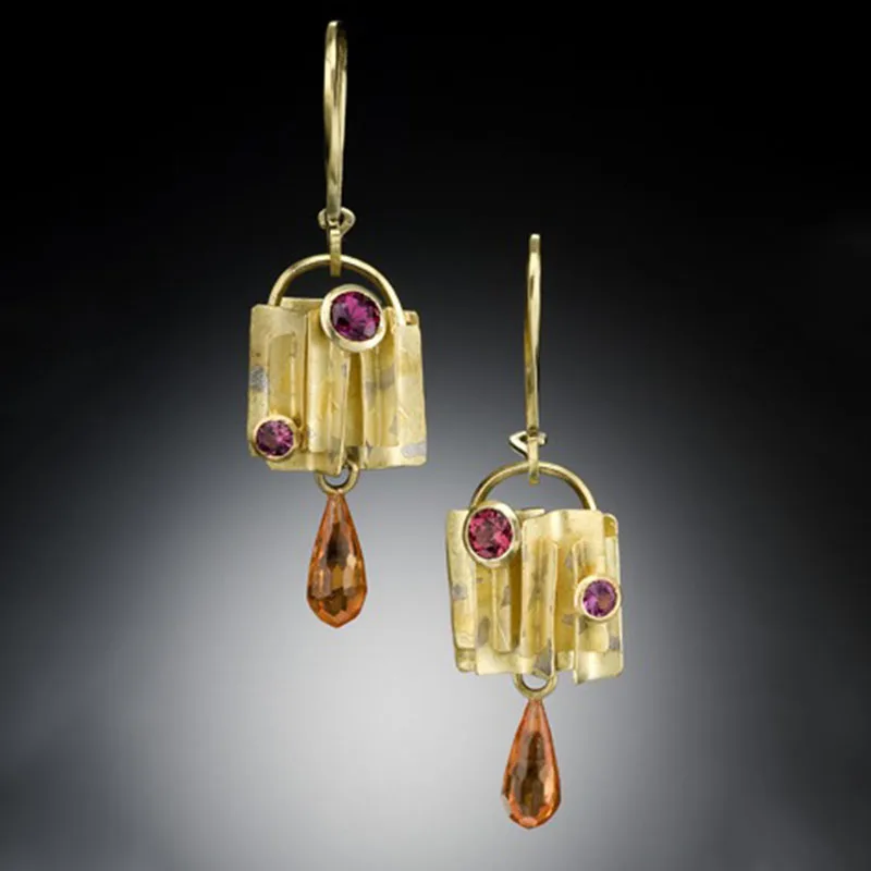 

Модные серьги-подвески цвета шампанского с кристаллами в форме слезы, женские модные золотые металлические бриллиантовые свадебные серьги...