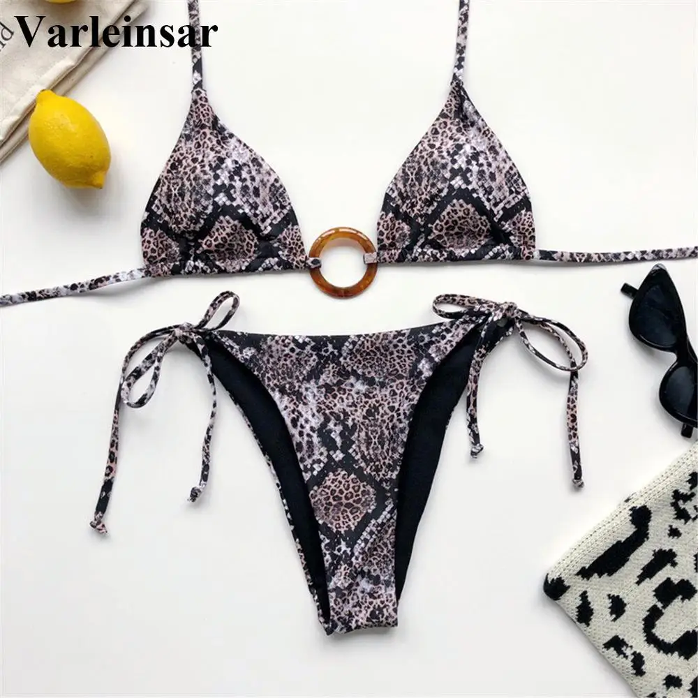 Новинка 2020 пикантное бикини со змеиным принтом женская одежда для купания