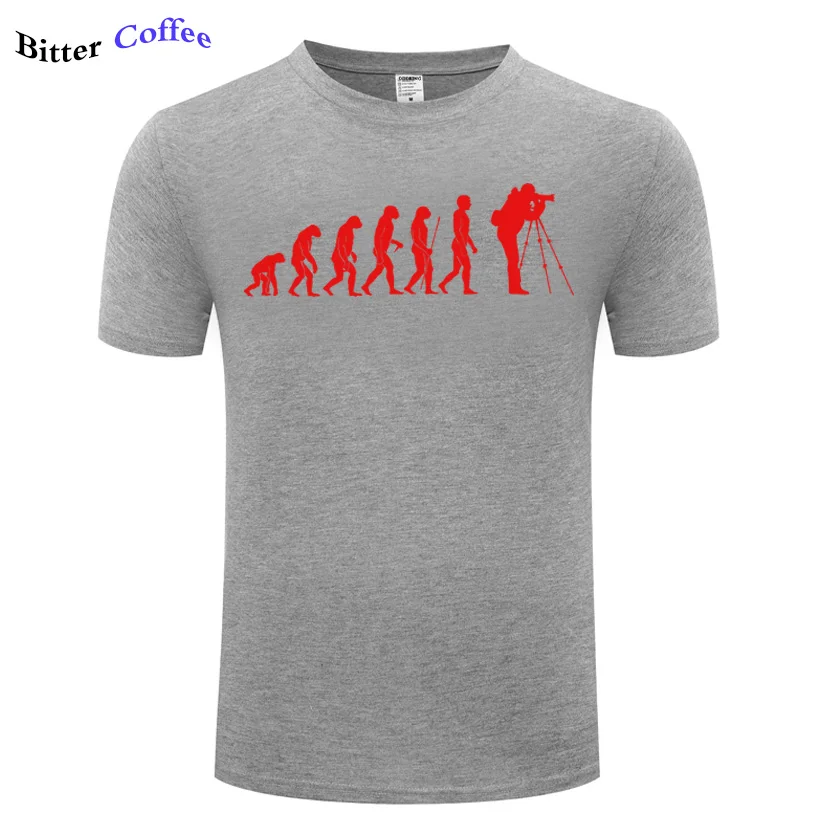 

Hot Sale New Fashion T Shirt Evolution Photographer Tripod Pictures Lens For Fans Photohip Hop Street Summer Print Men Tee Shirt