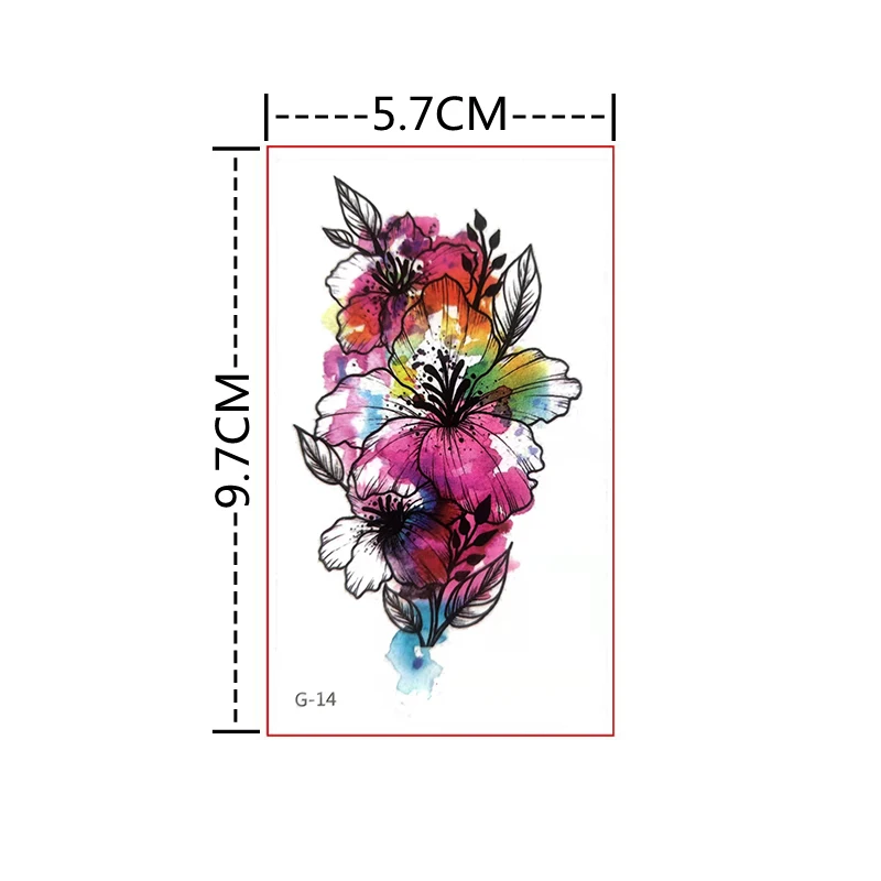 2 Pcs Flower Temporary Waterproof Tattoo Stickers For Women Arm Leg Clavicle Body Art Fake Tattoos Decals Small Size 9.7*5.7CM