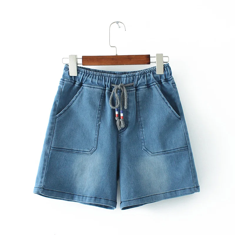 

Plus Size XL-4XL Women's Stretchable Shorts Solid Denim Summer Shorts