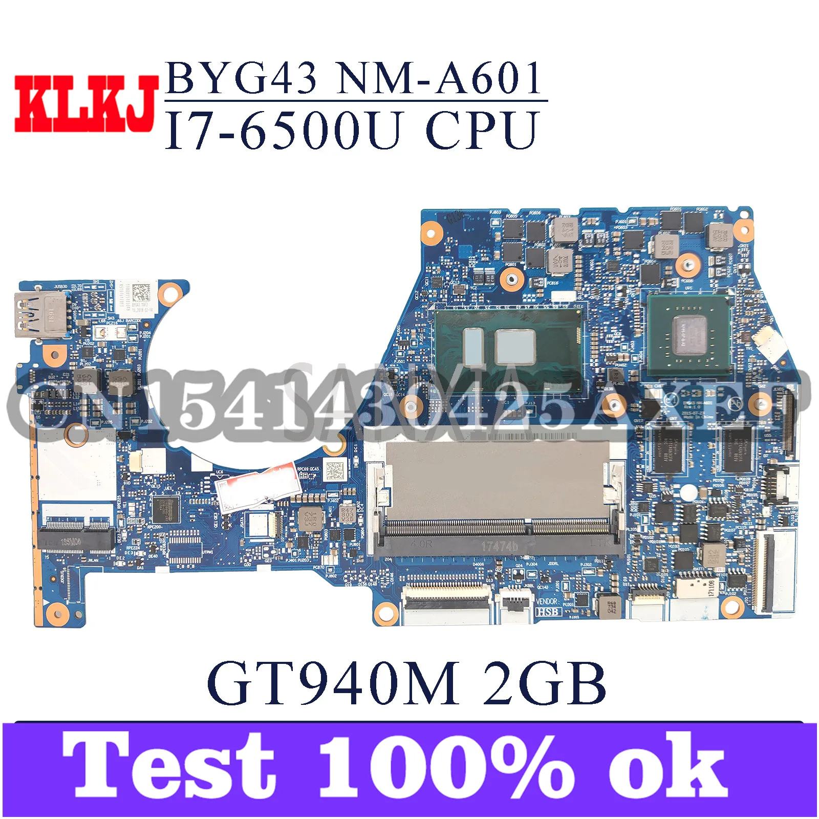 

KLKJ NM-A601 Laptop Motherboard For Lenovo YOGA 700-14ISK Original Mainboard I7-6500U GT940M