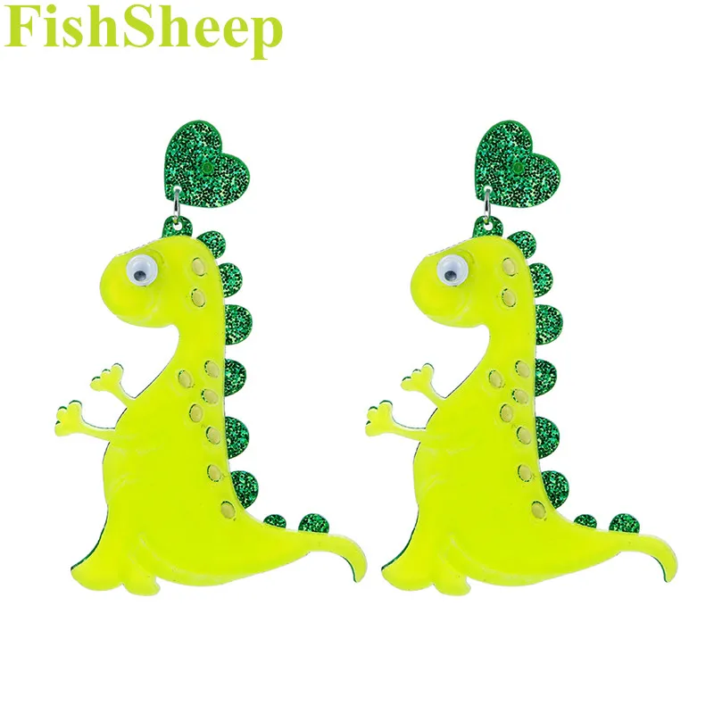 FishSheep Прекрасные Зеленые блестящие большие акриловые серьги подвески в виде