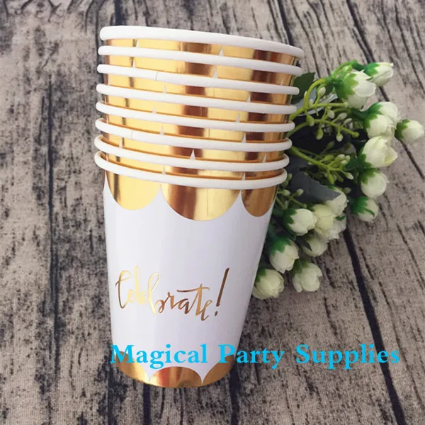 Бесплатная доставка 16 шт бумажные стаканчики из фольги золотого цвета для