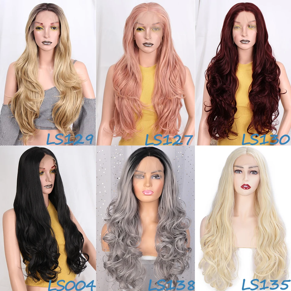 

AISIBEAUTY Synthetic Blonde Lace Front Wig Long Wavy Wigs For Women Blonde/Grey Wig High Temperature Swiss Light Brown Lace Hair