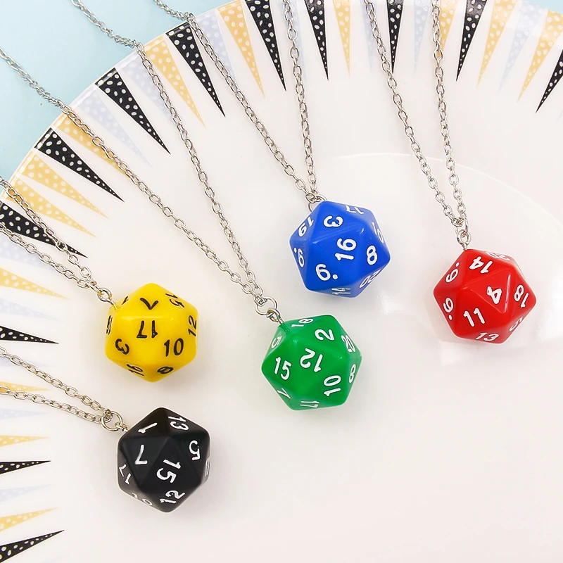 Fashion Funny Lucky Digital Dice Pendant Necklaces Five Color Six sided sieve Dice Chokers For Women Necklace Collares Jewelry
