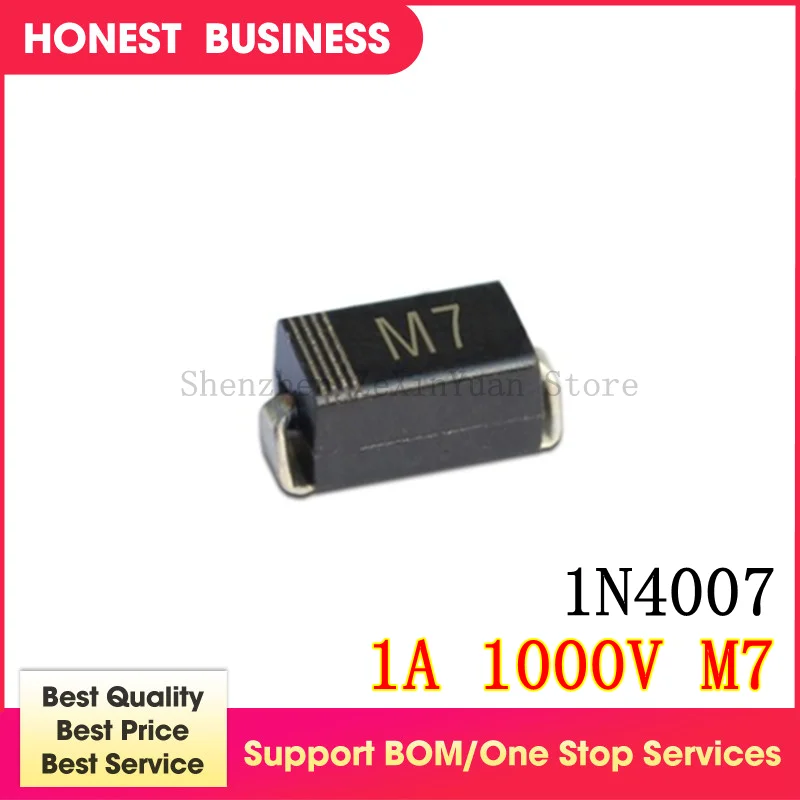 

100 шт. 1N4007 IN4007 SMD 1A 1000V M7 выпрямительный диод