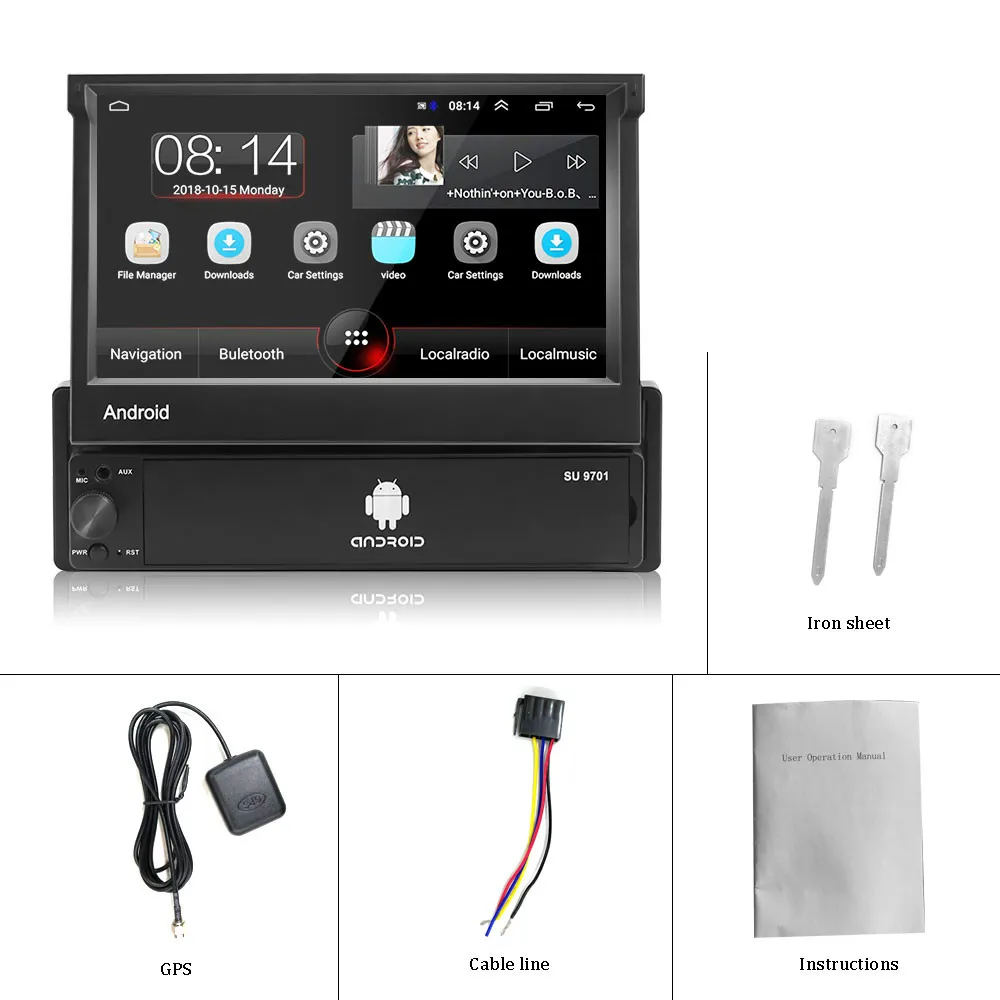 G-9701 1din Android 8,1 автомобильный стерео gps навигатор плеер 7 ''Universa радио Bluetooth Wifi MP5 мультимедиа - Цвет: G-9701