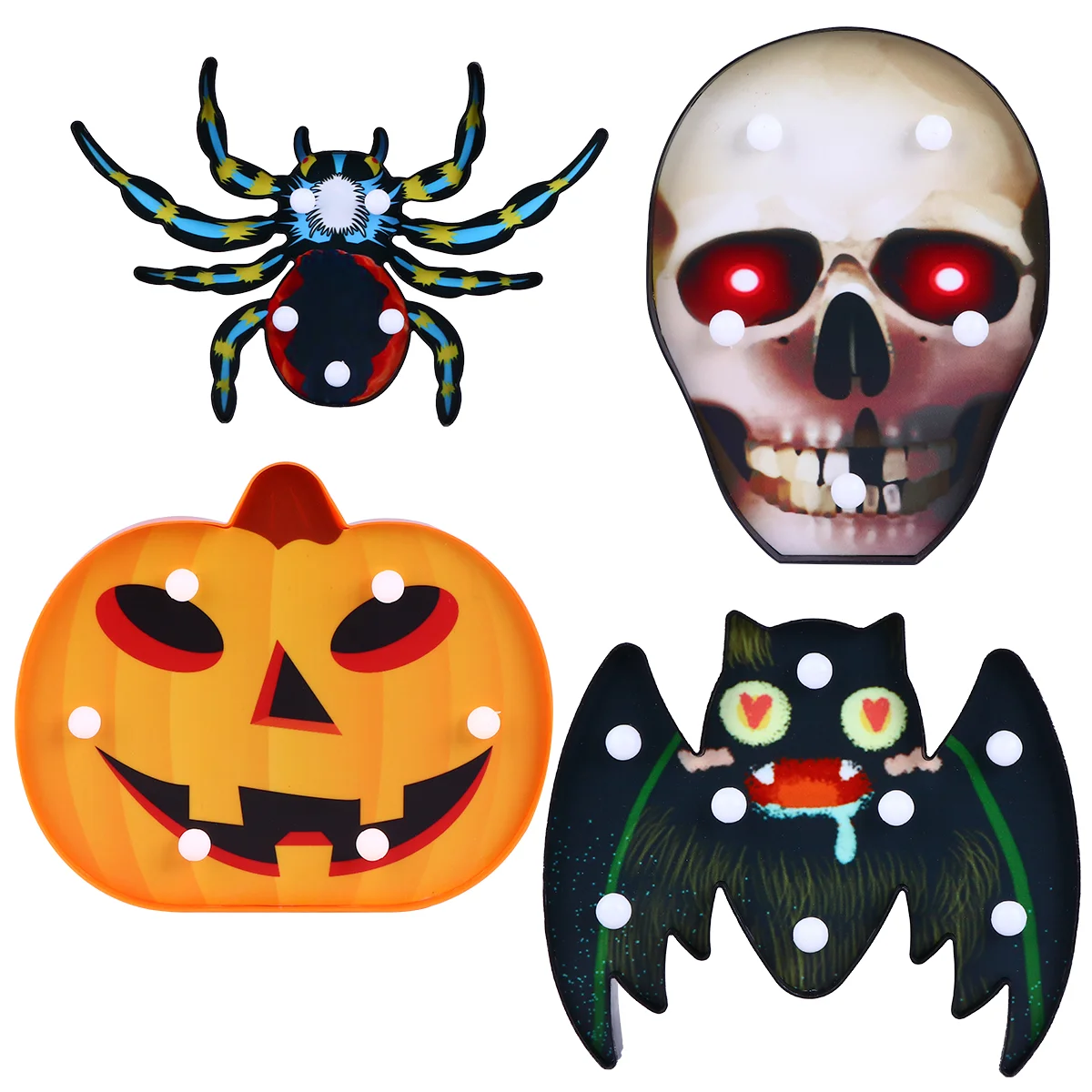 

Светодиодная гирлянда 4 шт., светящаяся гирлянда в виде тыквы, паука, летучей мыши, скелета, декоративная лампа