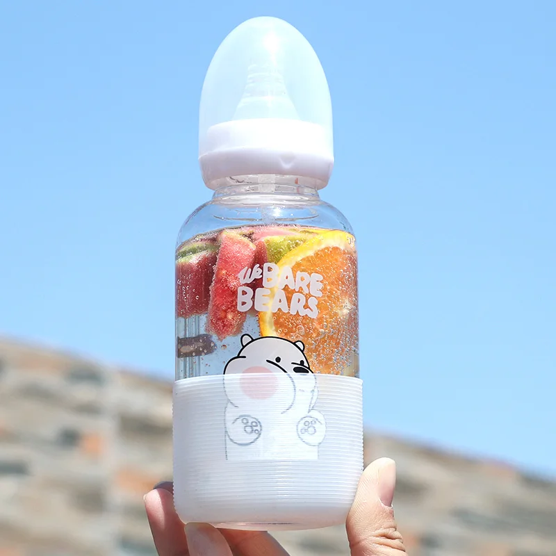 Милая стеклянная бутылка для воды с соской и соломинкой креативная личность