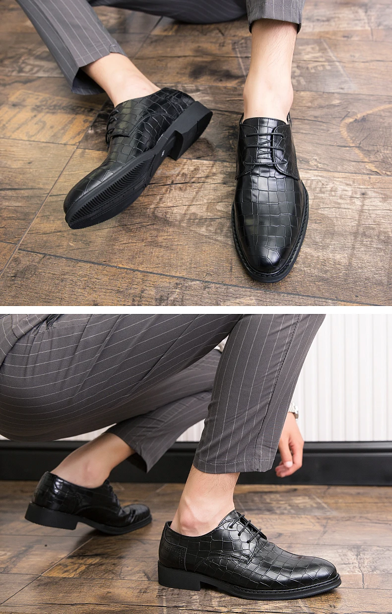 Men Dress Shoes Wedding Oxford Shoes Lace-Up high quality business Casual Shoes Mens Formal Shoes Flats Party Office Shoes 38-47