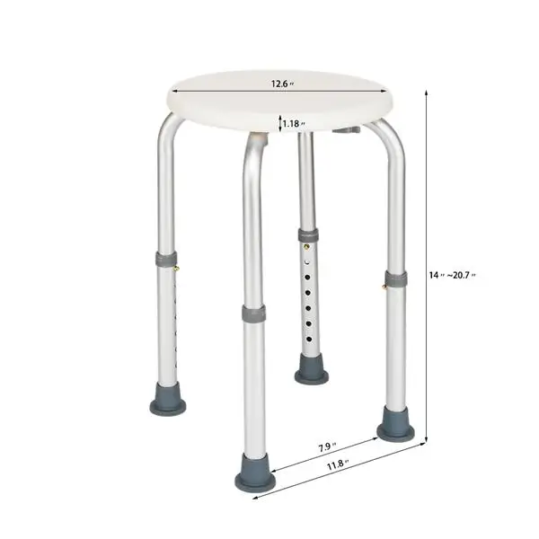 

Elderly Adjustable Medical Bath Tub Shower Chair Bench Stool Aluminum Alloy Seat Round Shower Stool Table Chair
