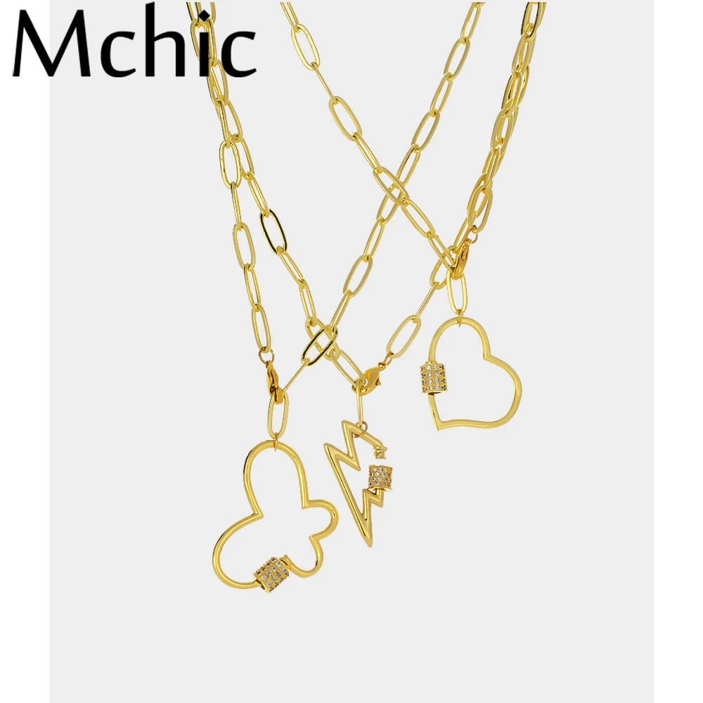 Mchic минималистичный CZ женский кулон и ожерелье бабочка сердце геометрический