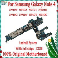 100 test original unlocked for samsung galaxy note 4 n910f n910a n910u motherboard with android systemfull chips high quality