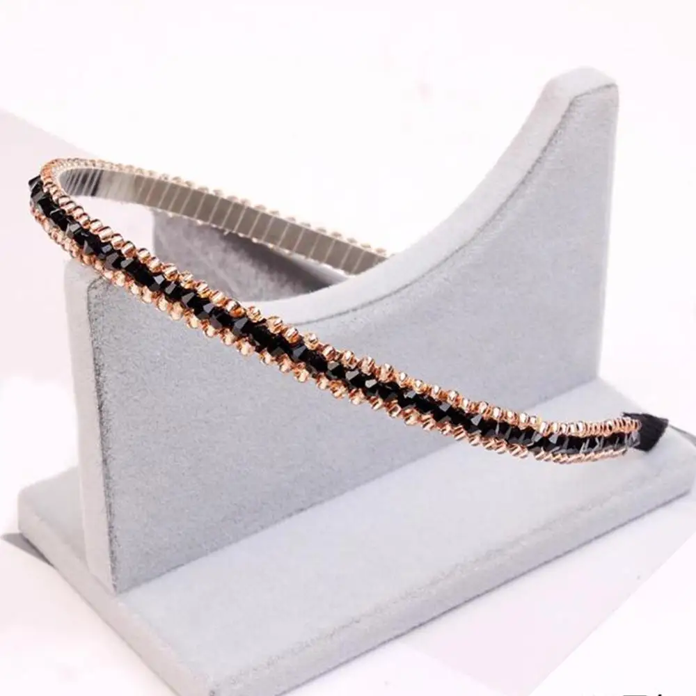 Блестящий обруч для волос с кристаллами и бусинами элегантная женская повязка на