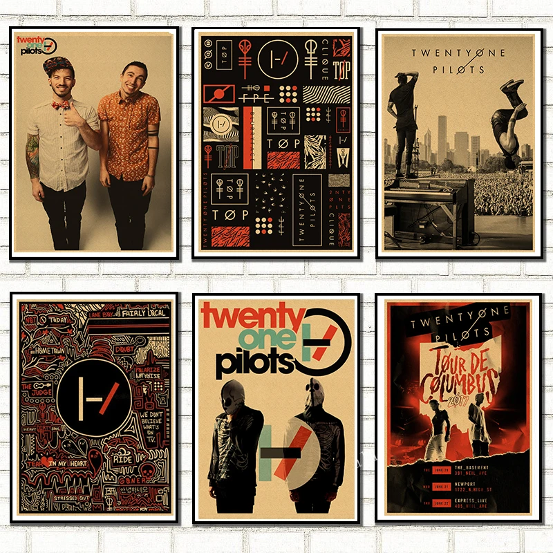 Плакат с 20 пилотами. Винтажный Ретро рок группа музыкальная гитара матовый