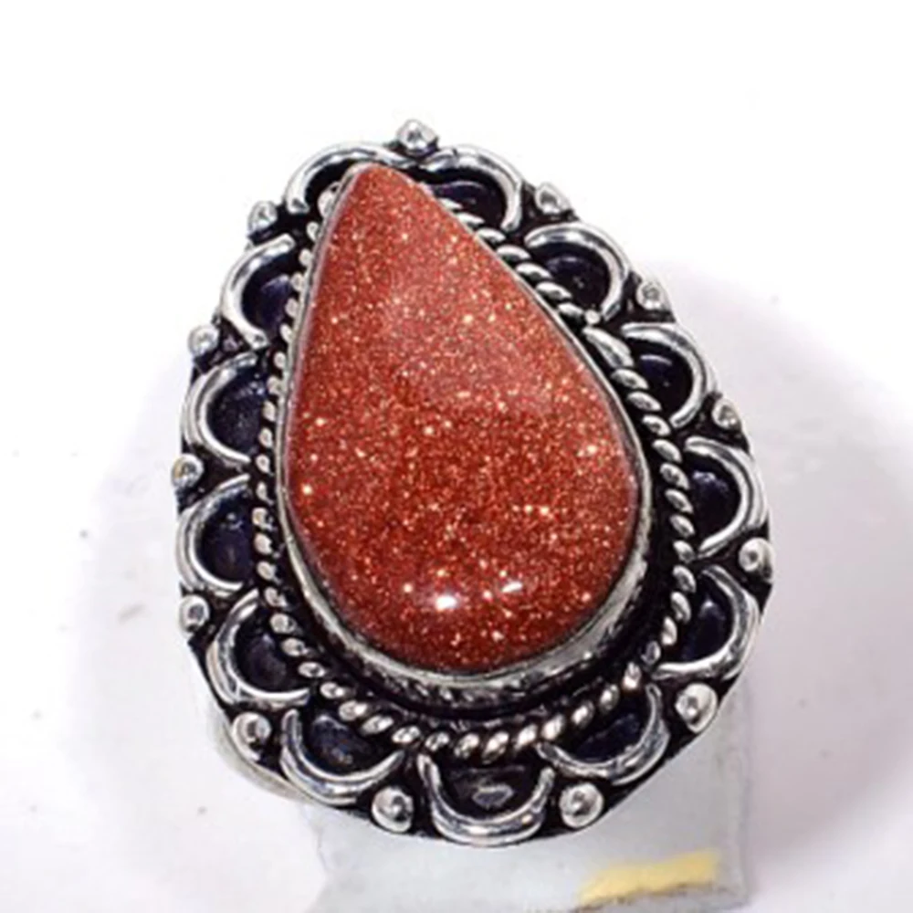 Подлинное кольцо золотого камня серебряное покрытие над медью ручная работа