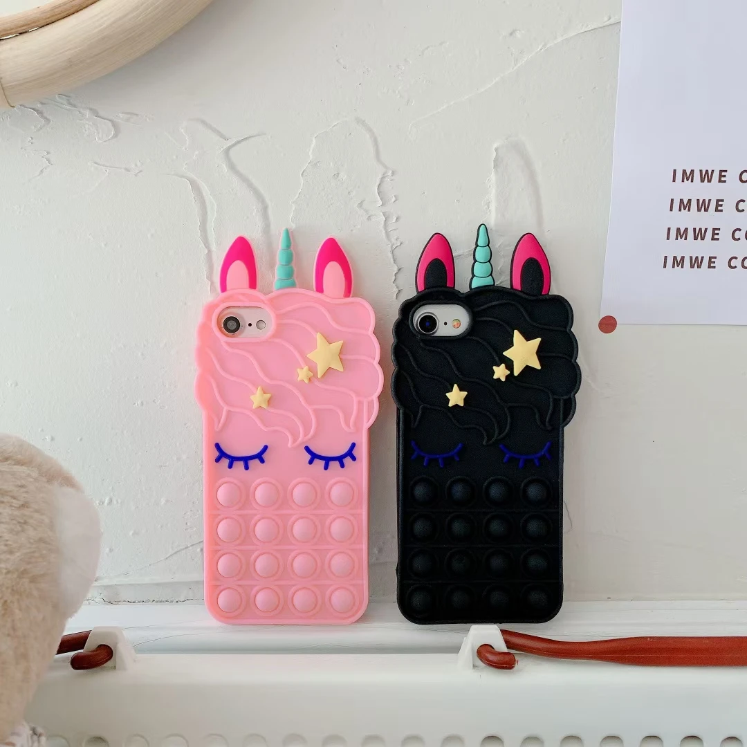 

For IPhone 11 12 Pro Max Cute Unicorn Phone Case for IPhone 6 6S 7 8 Plus X XR XS Max Squeeze Toys To Relieve Stress Phone Cases