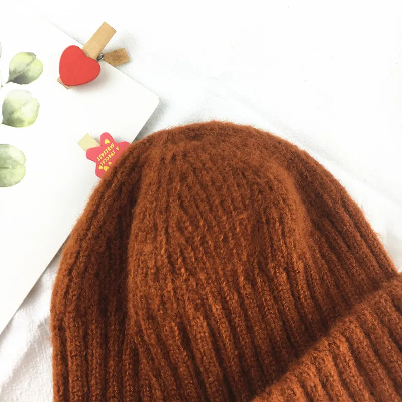 

Winter women casual wool curled knitted beanies caps Adult men Striped thick warm beanies skullies skullcap gorros