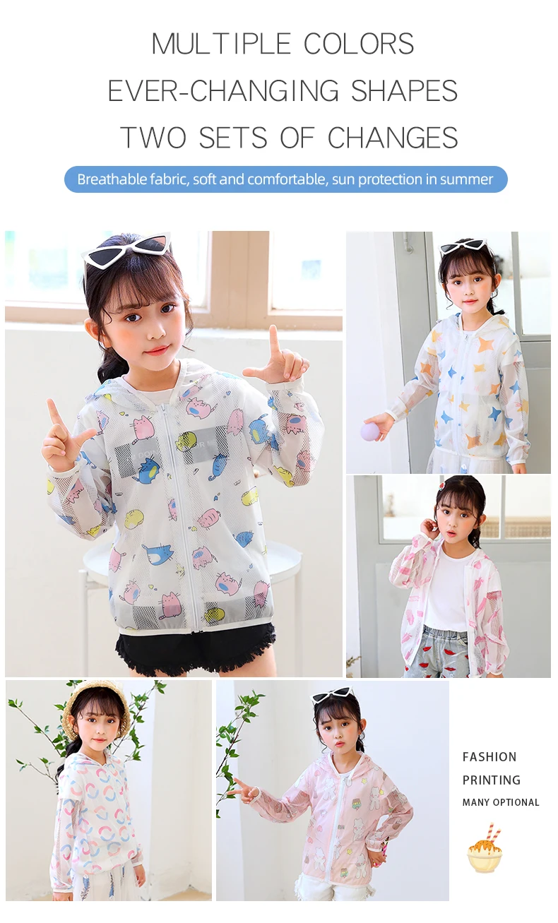

Cute Baby Girl Jacket Boy Hooded Coat Sunscreen Baby Boys Girls Long Sleeved Summer Sun Protection Kids Clothes Outwear