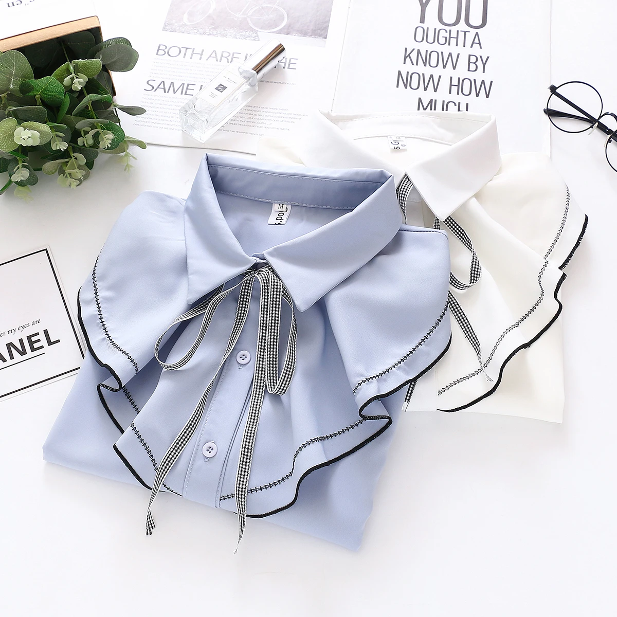 Новинка весны 2020 Женская однотонная белая рубашка с длинным рукавом отложной