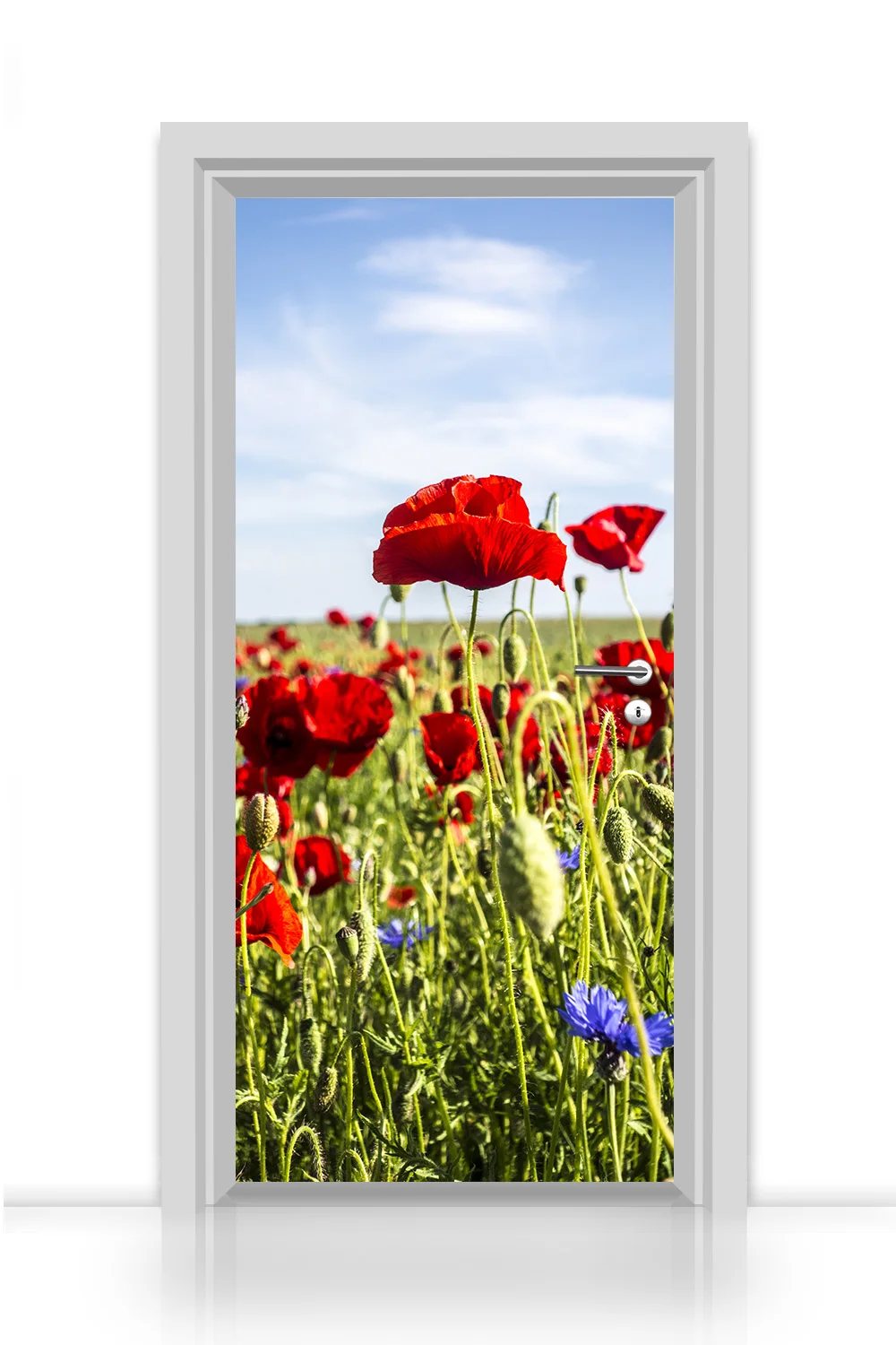 Настенная 3d наклейка на дверь с изображением мака и цветов|Наклейки стену| |
