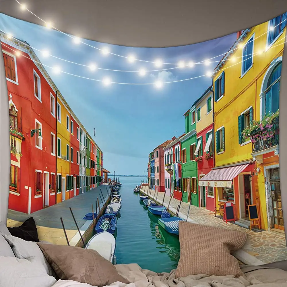 

Arts Language Tapestry Venice's Water World in Italy Wall Hanging Bedding Tapestry for Bedroom Living Room Dorm Home Wall Decor
