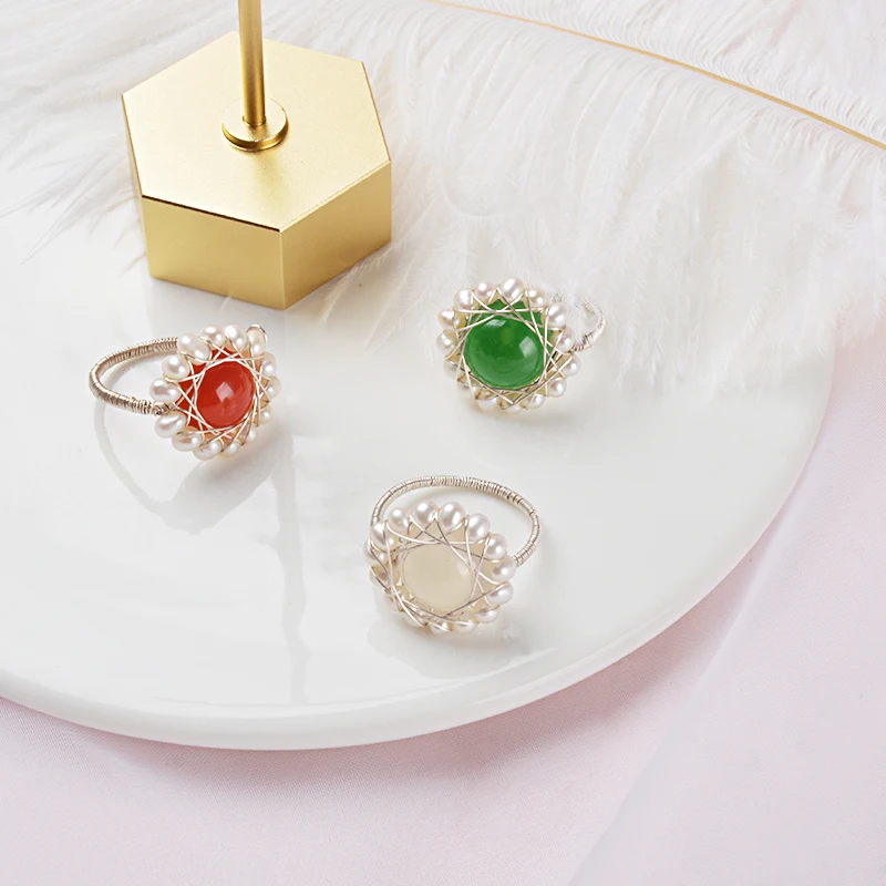 Женские винтажные кольца с натуральным пресноводным жемчугом ASHIQI дизайнерские