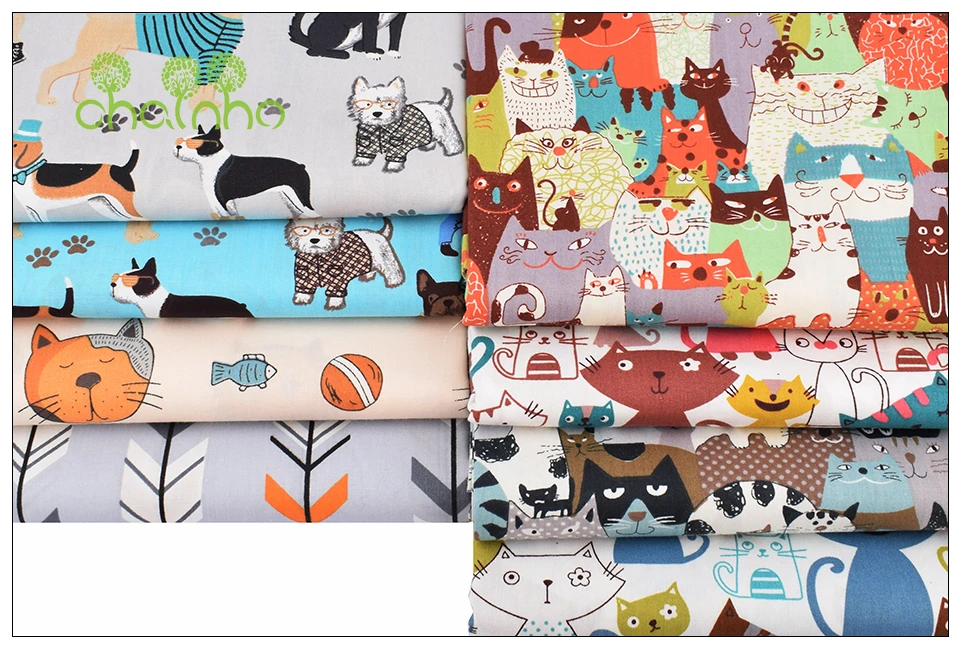Chainho, 8 шт./лот, серия с персонажами из мультфильмов о животных, печатная саржевая хлопковая ткань, Лоскутная Ткань, DIY швейный материал для стеганых изделий для малышей и детей