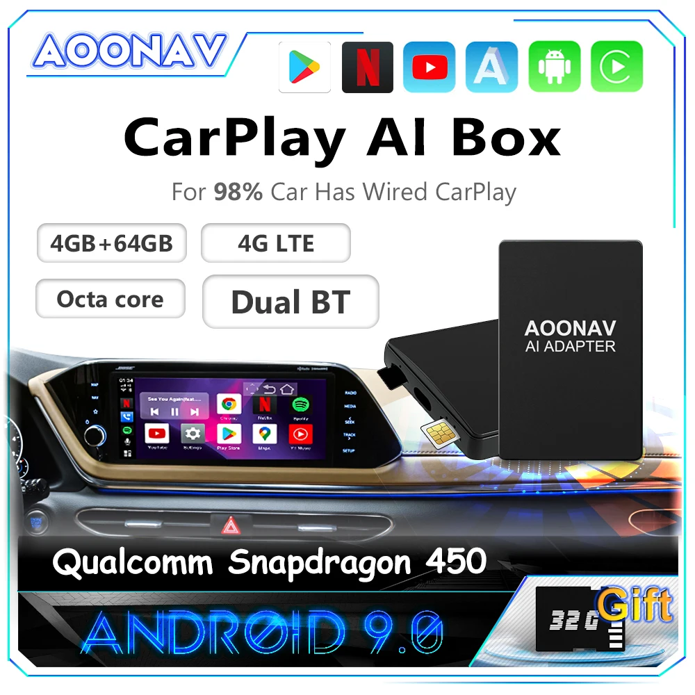 Carplay Ai Box Applepie Mini Android Apple Car play беспроводная автомобильная приставка для Volvo Ford Benz VW