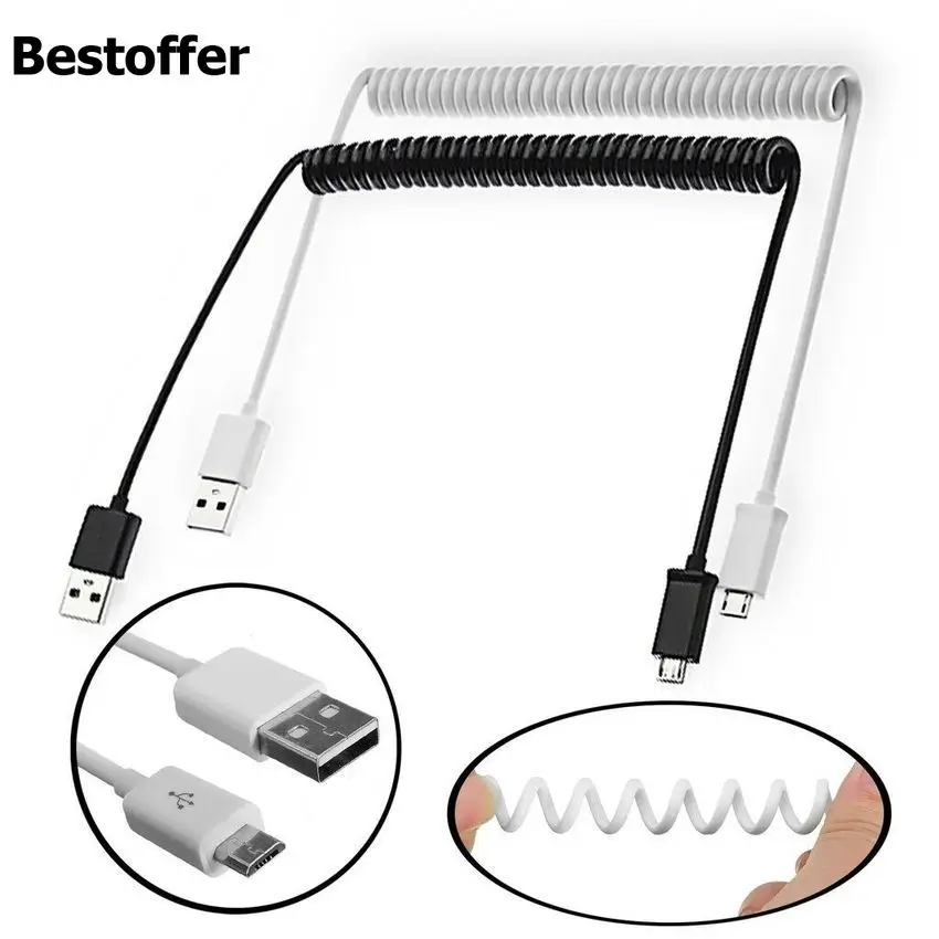 1 м/3 фута Спиральный USB Micro 5Pin 5P штекер для 2 0 A кабель быстрой синхронизации данных