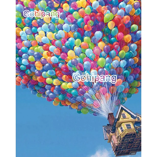 

Diamond Embroidery Romantic Colorful Balloons On City Buildings 5D DIY Rhinestones Square or Round Diamond Home Rooms Decoration