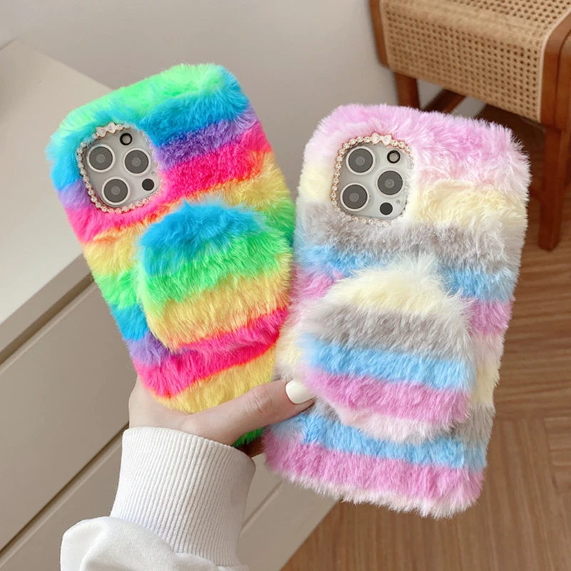 

Signalshin Makeup Mirror Phone Case For Huawei Mate 40 30 20 Pro P40 P30 Lite P20 Nova 5T 7i 8SE 7Se P Smart Soft Plush Cover