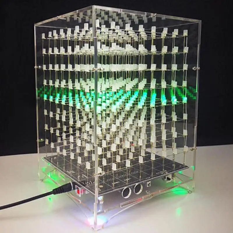 Светодиодный 3D 8S музыка светильник куб комплект 8x8x8 многоцветный светодиодный