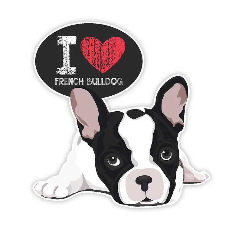 

Cartoon Graffiti I Love French Bulldog Colorful Car Sticker Funny Stickers Styling Removable Decal KK 15CM X 14CM