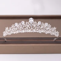 trendy silver color flower zircon rhinestone crown bridal hair accessories wedding headpiece hair ornaments bride crown tiara