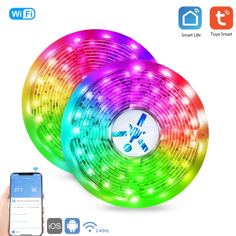 

10 м Светодиодные полосы светильник s 5M RGB умная жизнь приложение Tuya Управление светодиодный светильник умный дом пульт дистанционного управ...