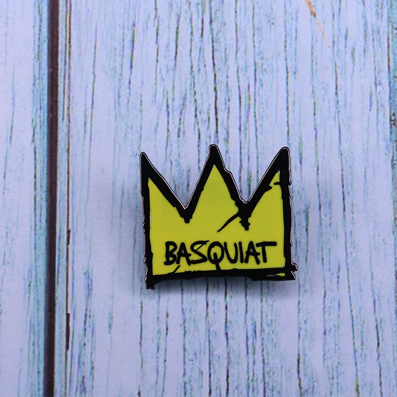 Эмалированная брошь Basquiat в форме короны граффити поп-арт художника модная