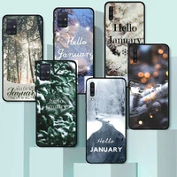 hello january winter snow phone case for samsung galaxy a s note 10 7 8 9 20 30 31 40 50 51 70 71 21 s ultra plus