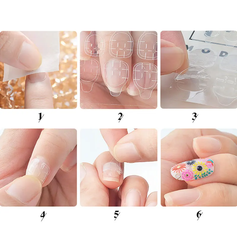 1 лист Двусторонняя Ложные Nail Art самоклеющейся лентой клея Стикеры DIY Советы