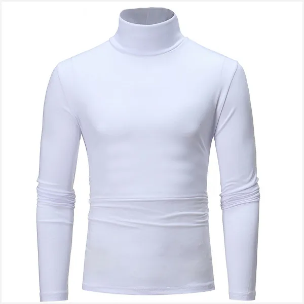 White Sweater Men Осенне-зимние водолазки, мужские свитера, однотонный Повседневный пуловер, мужские обтягивающие классические трикотажные пуловеры 7 цветов - Цвет: White Sweater Men
