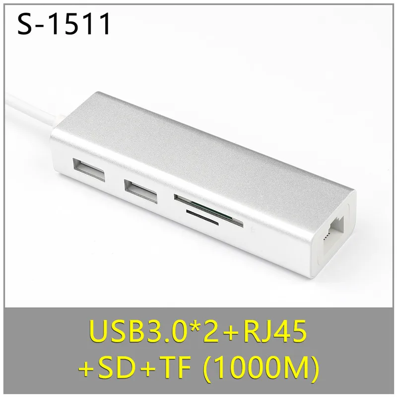 TC-1511 Type-C концентратор 3 USB 3,0 концентратор HDMI/VGA/RJ45 адаптер Thunderbolt 3 USB-C данных TF SD PD слот концентратор для Macbook Pro Air 13 15 16 - Цвет: TC-1511