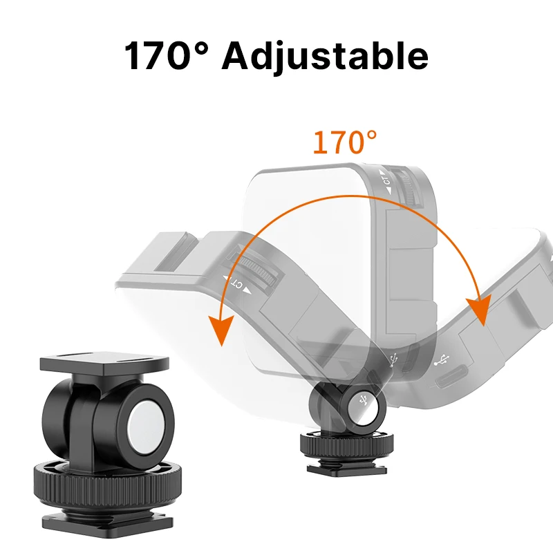 Ulanzi VL100C LED Video Light 3200K-6500K Adjustable Ballhead Cold Shoe Vlog Soft Fill Light 2000mAh Battery Camera Light Lamp