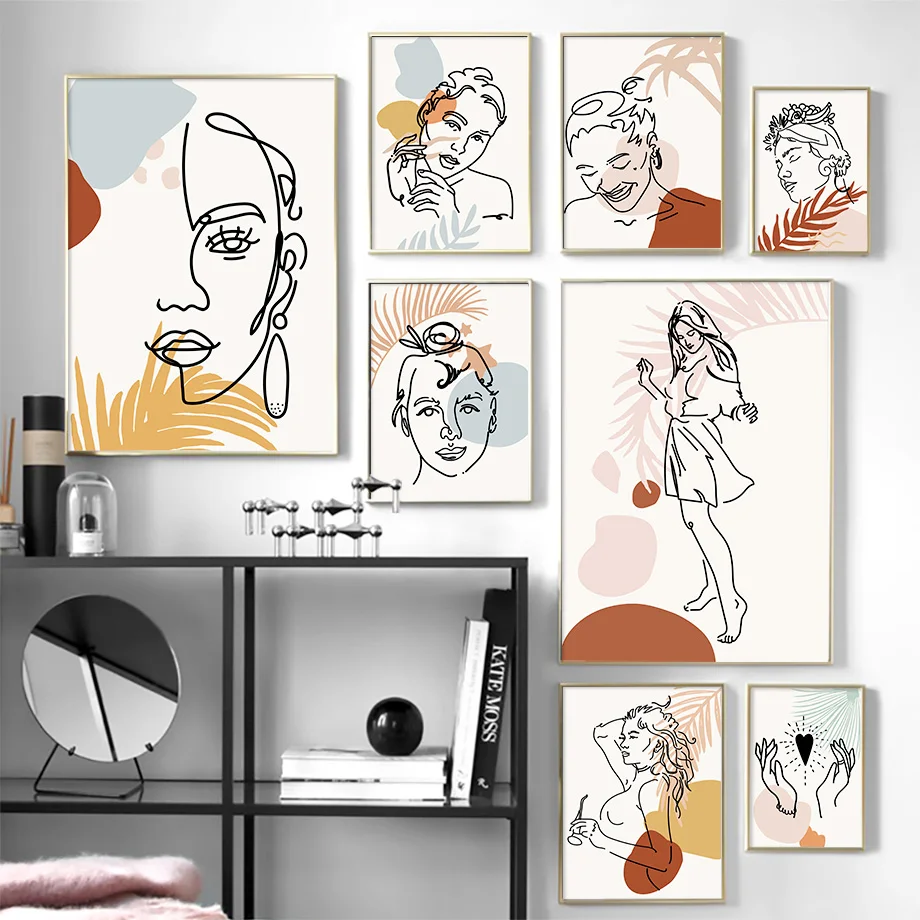 

Stick Figure Color Block Woman Minimalism Wall Art Canvas Painting Nordic Posters And Prints Wall Pictures For Living Room Decor