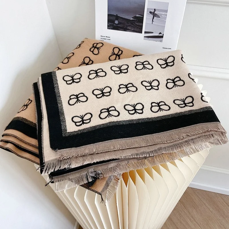 

Роскошный зимний шерстяной шарф, кашемировые толстые мягкие теплые шарфы из пашмины, Женская шаль, шарфы, зимние шарфы