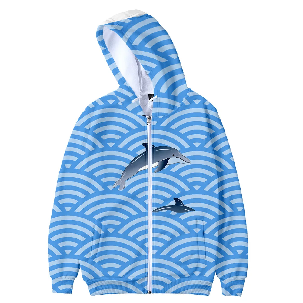 

2021 dolphin 3D Printed Zipper Hoodies Men/Women Fashion Long Sleeve Hooded Sweatshirt Hot Sale Streetwear Pullover