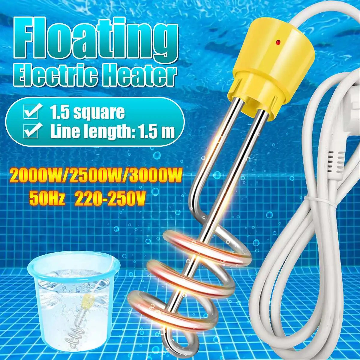 

2000/2500/3000W 150 см электричество Погружной подогреватель воды высокого давления котла Портативный воды отопительные стержни для надувной плав...