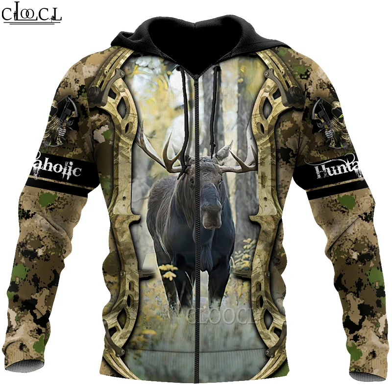 

HX Newest Popular Animal Deer Hunting Zipper Hoodies Men Women 3D Print Zip Hoodie Jacket Harajuku Hoody Tops Drop Shipping